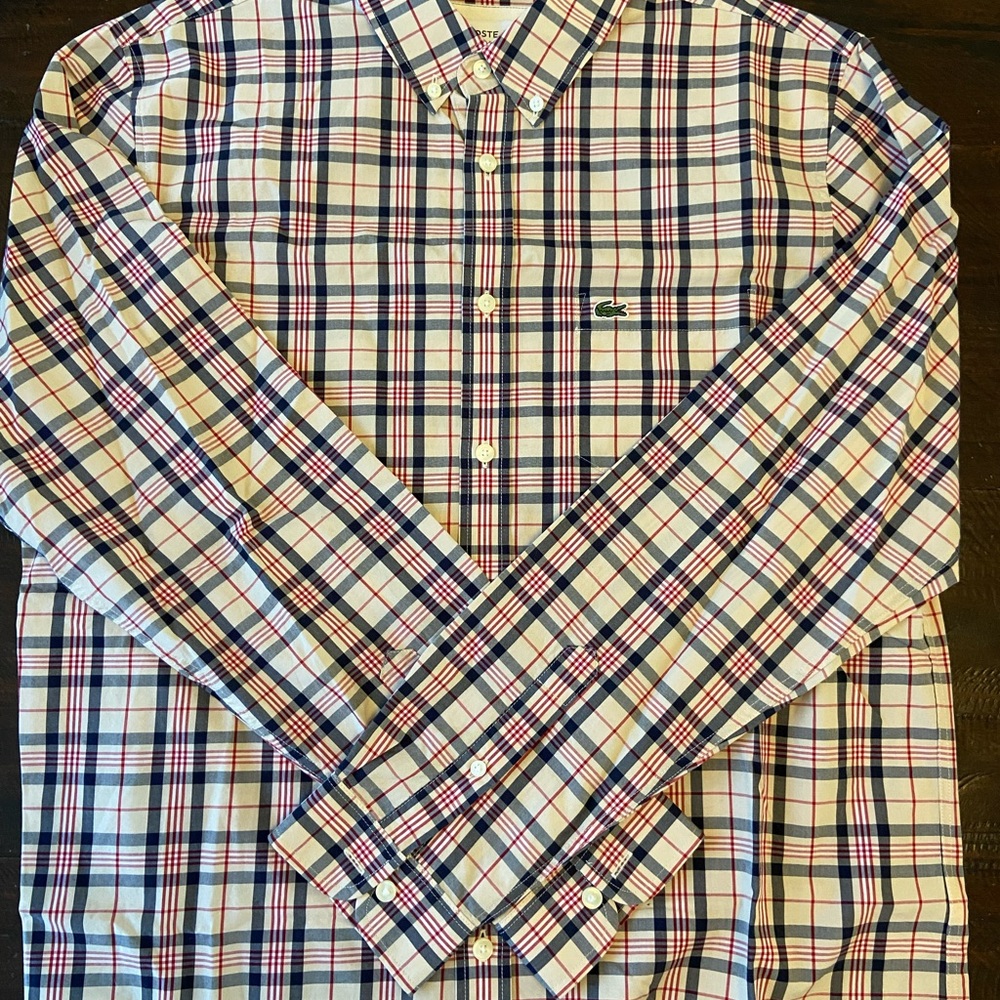 Lacoste Men's Checkered Shirt - Red, cream and black